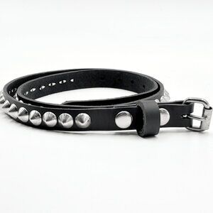 1-Row Cone Stud Punk Rock Black Leather Belt by Nemesis Leather - New Deadstock